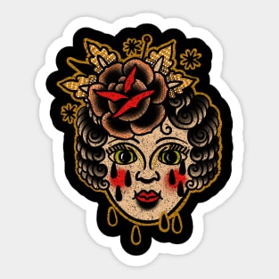 Traditional sadgirl Sticker